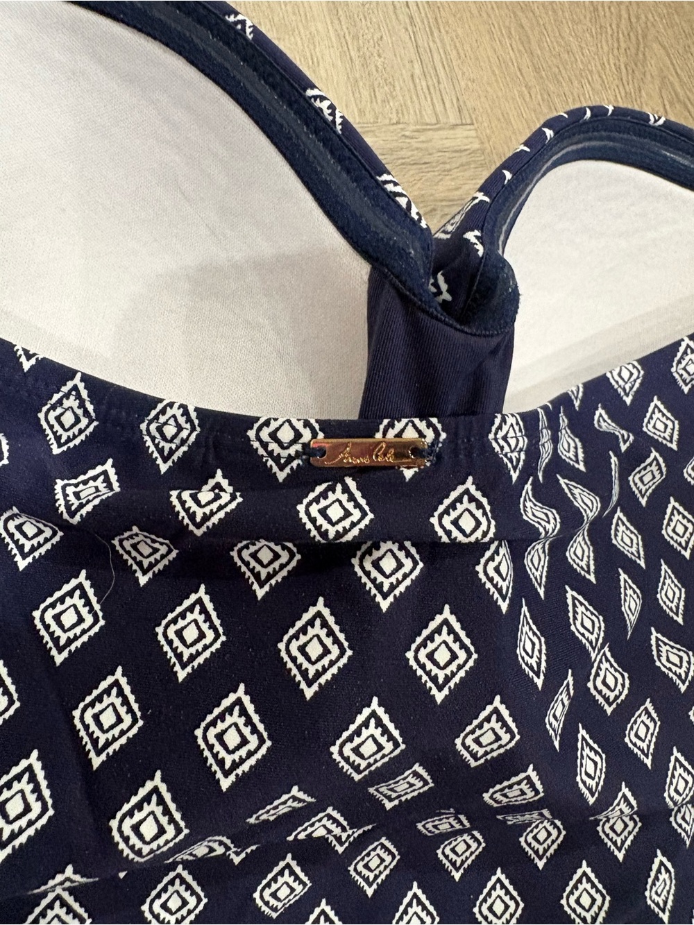 Anne Cole Navy and White Geometric One-Piece Strapless Swimsuit Size 16 - Picture 6 of 7